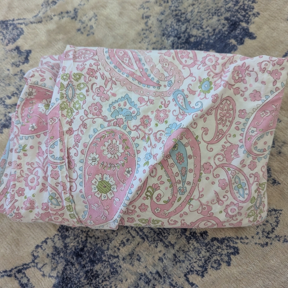 Pottery Barn Kids Duvet Brooklyn Pink and Green Paisley Twin Size